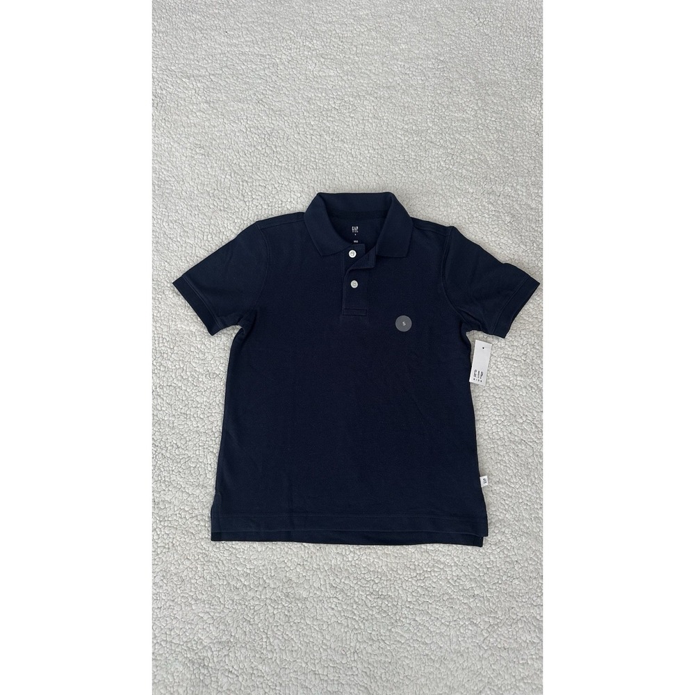 NEW GAP Piqué Polo Shirt Navy Blue Size S 6-7 School Uniform Short Sleeve NWT